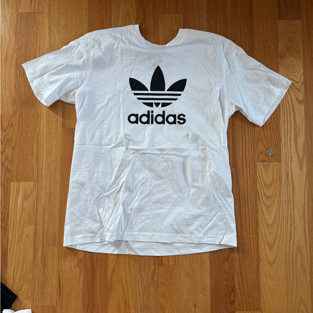 adidas White and Black Short Sleeve Tee